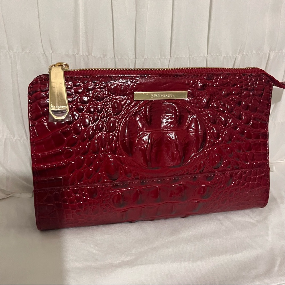 Brahmin Red Crocodile Embossed Clutch